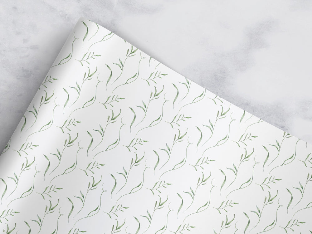 WRAPPING PAPER GREEN LEAVES