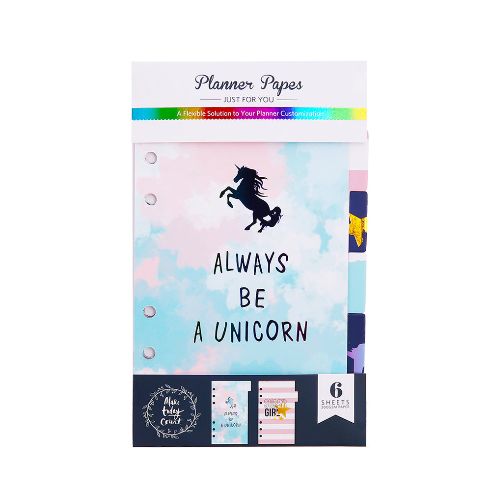 
            
                Load image into Gallery viewer, Unicorn 6 hole A6 paper divider
            
        