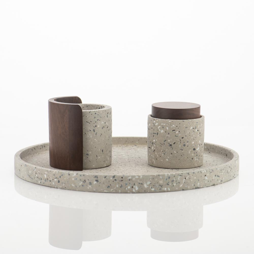 
            
                Load image into Gallery viewer, Mubkhar Round L Grey Terrazzo Set
            
        